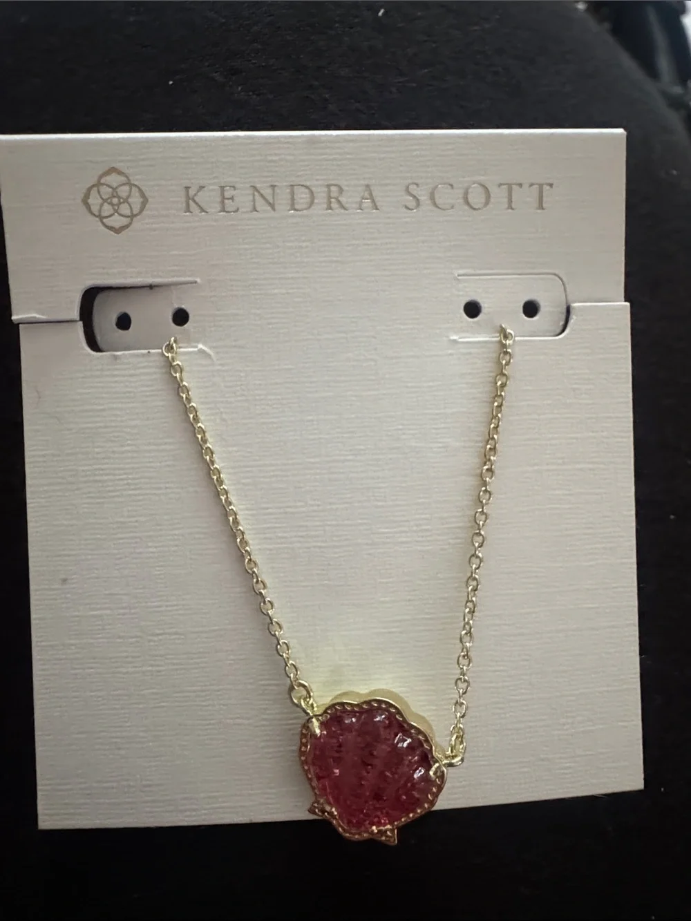 Kendra Scott Pink Sparkle Shell Pendant Gold Chain Necklace NEW $79